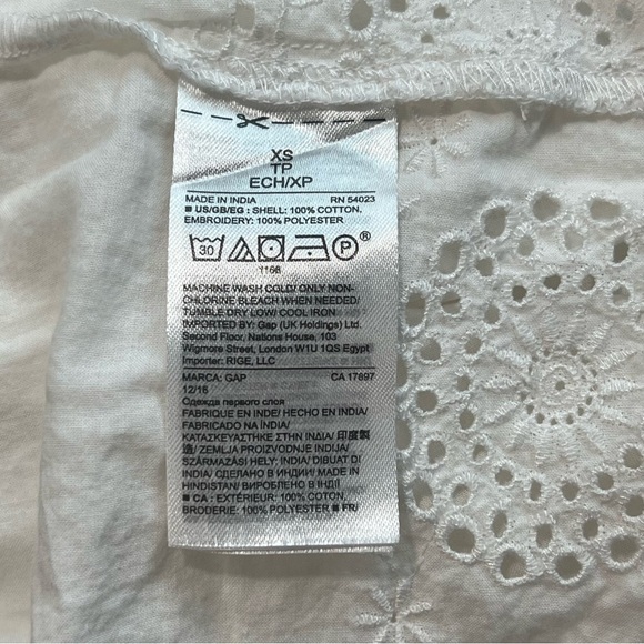 Gap Eyelet Dress White Short Sleeve Casual Summer‎ Beach Maternity Blouse XS - Picture 7 of 7